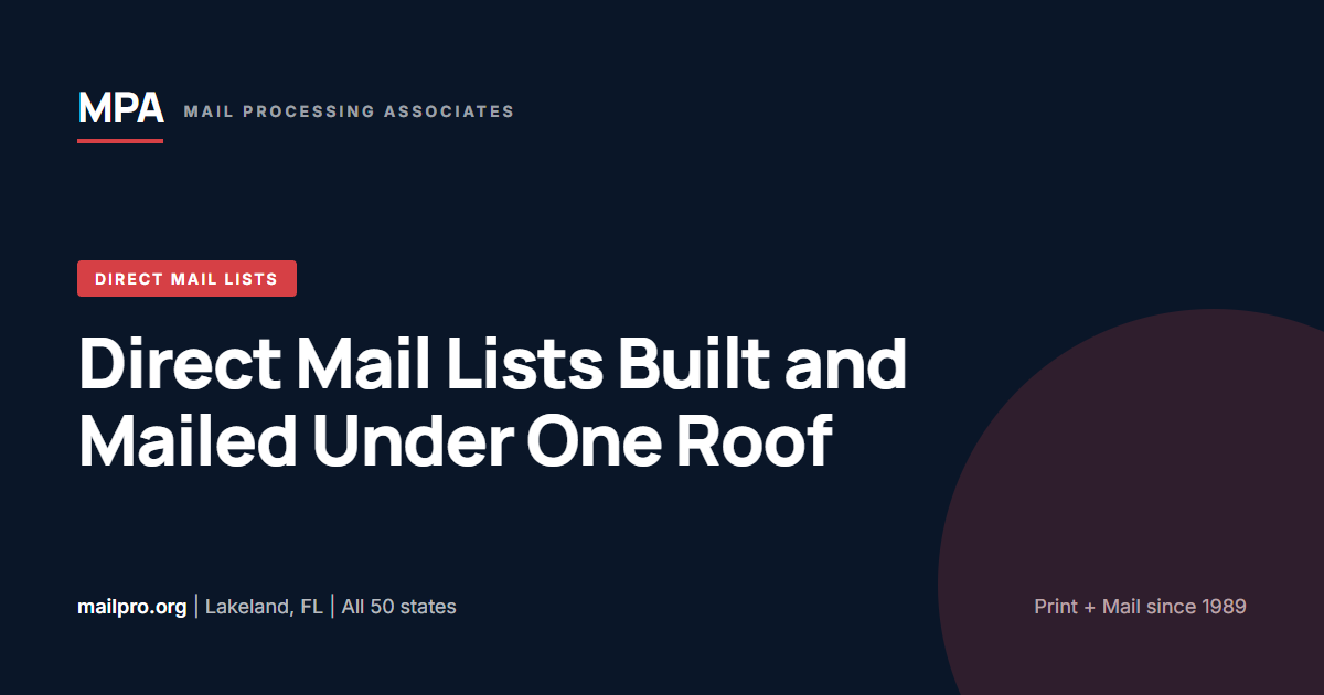 Mail List Update Direct Mail Lists | Targeted Mailing Lists Built & Mailed | MPA