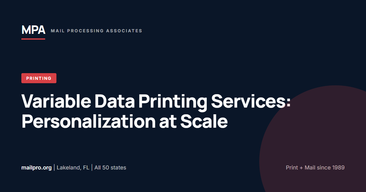 Variable Data Printing Services: Personalization at Scale | MPA
