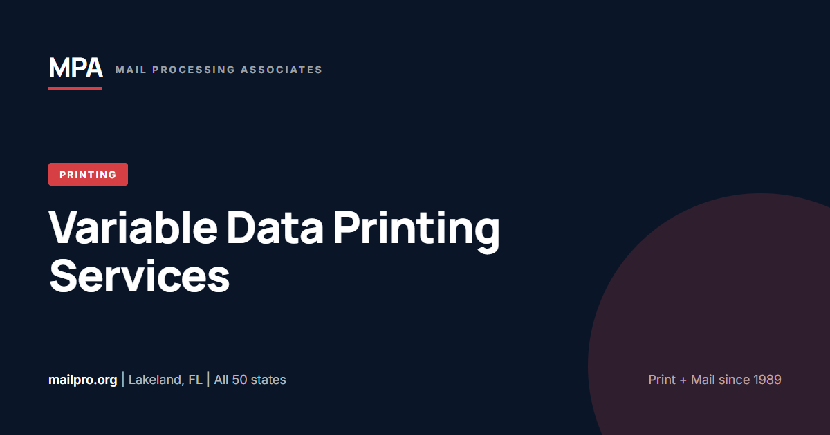 Variable Data Printing Services: VDP for Personalized Direct Mail | MPA